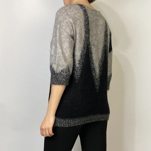 RELIGION Sweater SILVER TINSEL & GEOMETRIC Details! Medium - Picture 2 of 7